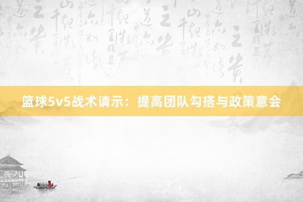 篮球5v5战术请示：提高团队勾搭与政策意会